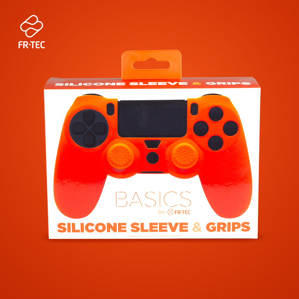 FR-TEC Szilikon védőtok + Grips (Narancs) (FR-TEC FT0026) - PlayStation 4 Kiegészítők